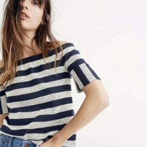 EUC Madewell striped off the shoulder top. Xxs